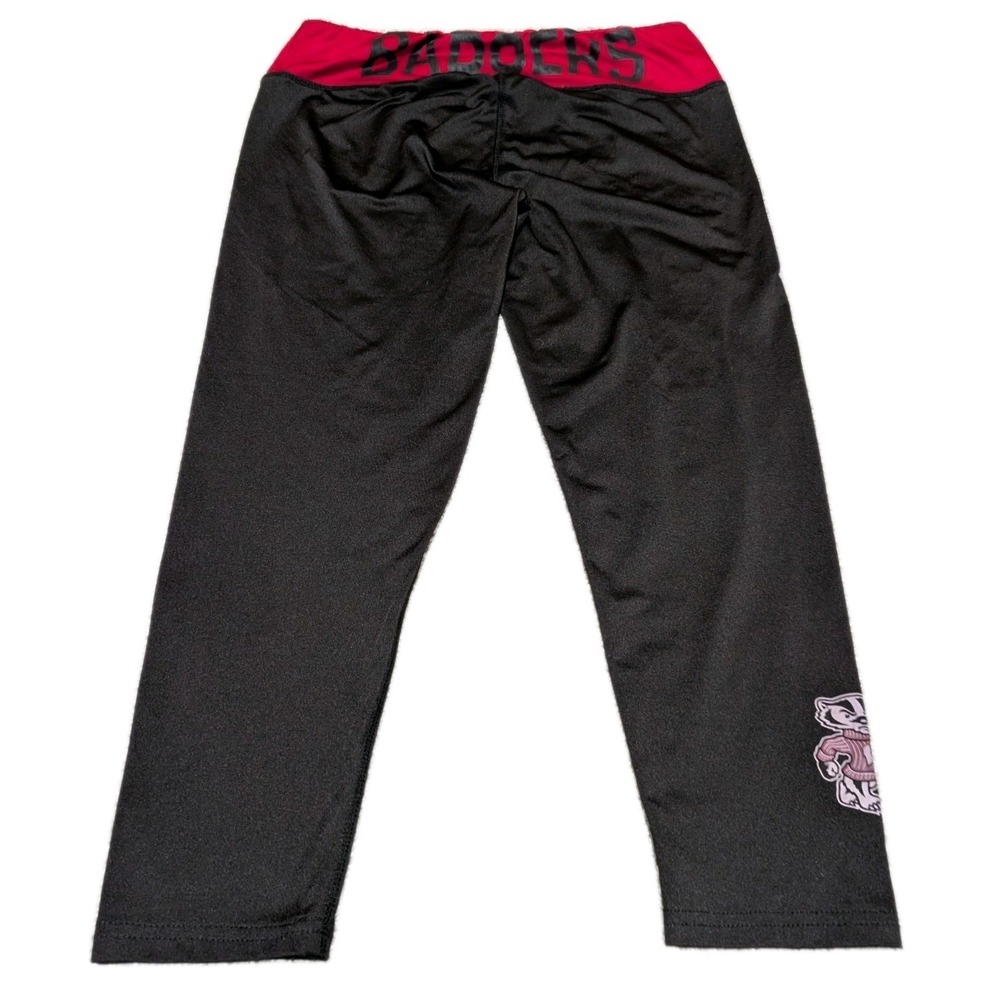 Colosseum Athletics Leggings Womens M Black Wisconsin Badgers Crop Bucky Badger